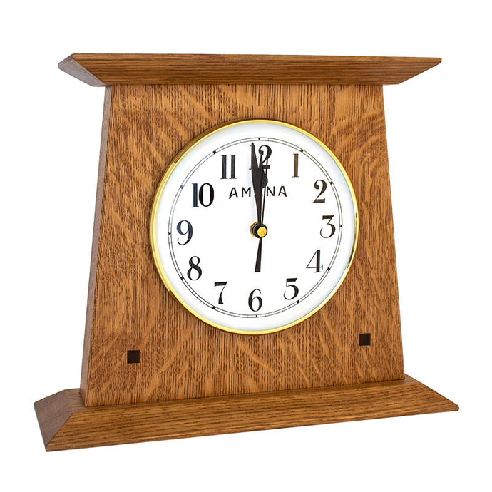 rustic oak woodland mantel clock