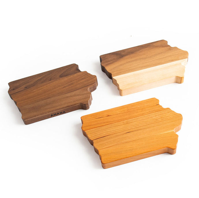 threeifferent styles of the mini iowa chopping board