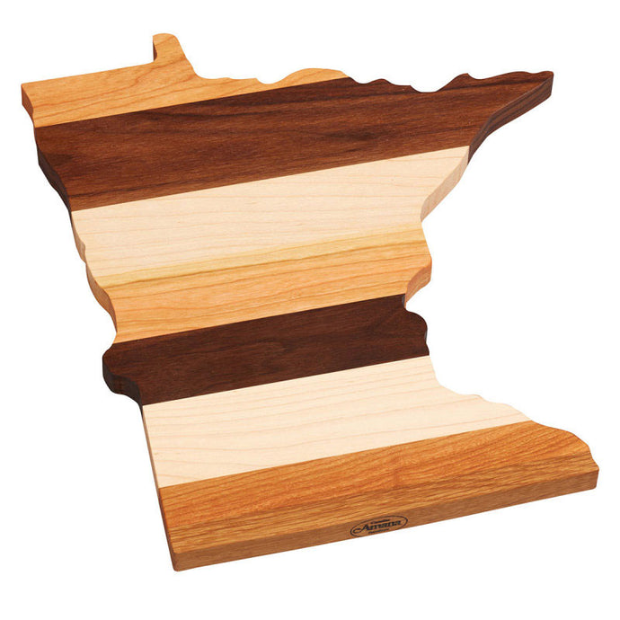 striped minnesota-shaped cutting board