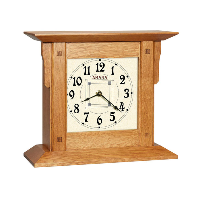 amana oak prairie mantel clock
