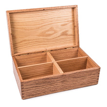 Load image into Gallery viewer, open-lid quad oak recipe card holder