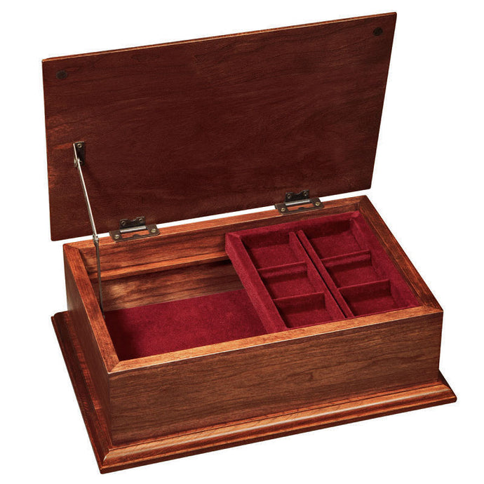 Jewelry chest in cherry coffee, lid open