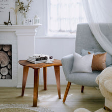 Load image into Gallery viewer, north amana end table next to upholstered chair and fireplace
