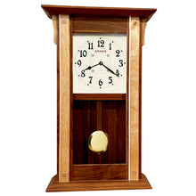 Load image into Gallery viewer, Amana prairie wall clock in walnut with rustic oak
