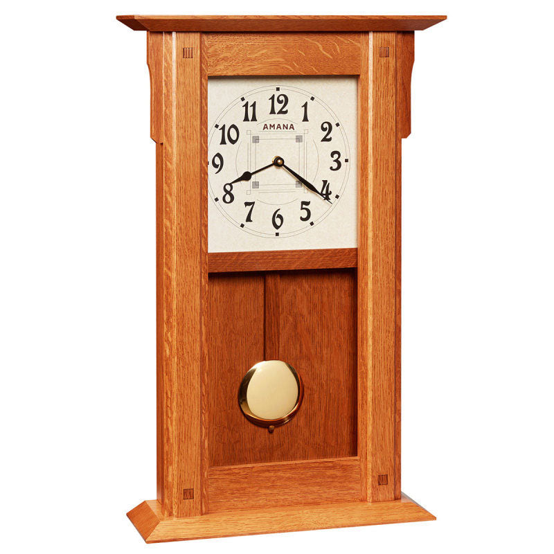 Amana prairie wall clock in heritage oak